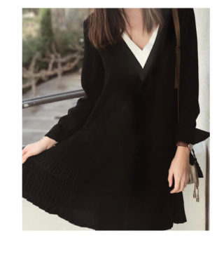 robe tendance noire plissée
