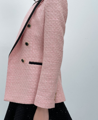 blazer texture tweed rose femme