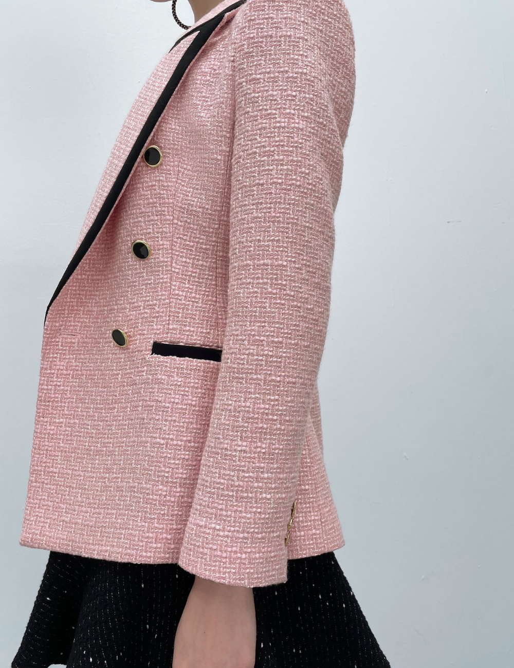 blazer texture tweed rose femme